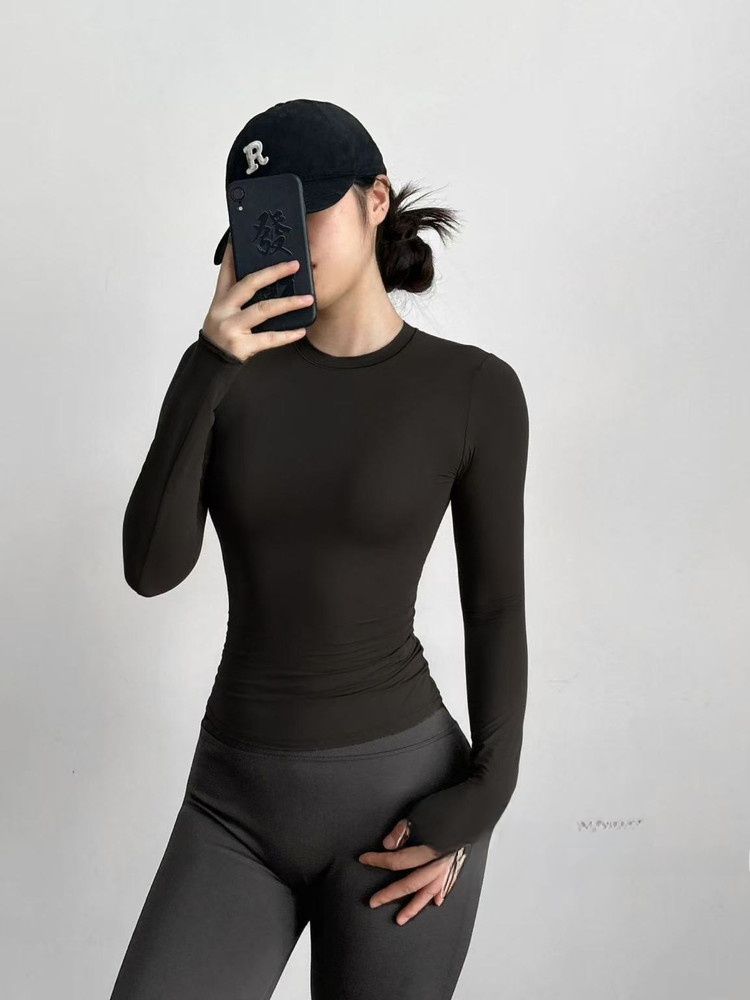 T Shirt Dry Fit - Slim Fit Long Sleeve Yoga Fitness